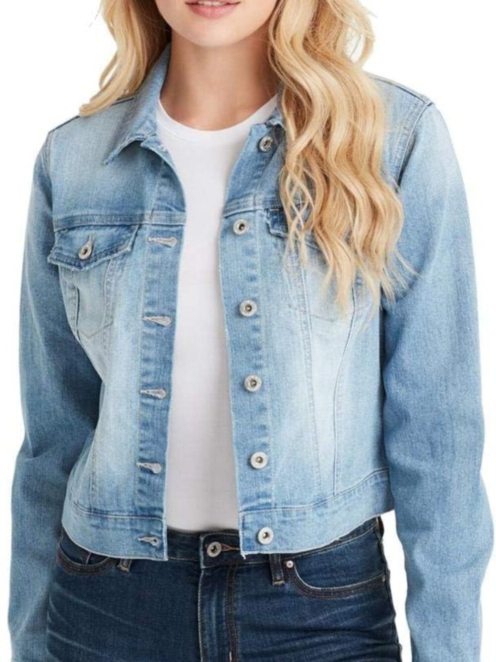 Jessica Simpson womens Pixie Classic Feminine Fit Crop Jean Jacket